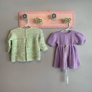 Handmade Baby Knit Dress and Cardigan